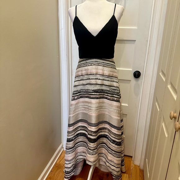 Badgley Mischka Metallic Miramare Gown Full Length Lined Size 4 - Picture 2 of 10